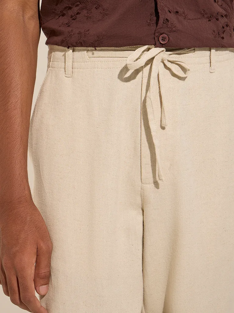 ETA Beige Relaxed-Fit Mid-Rise Cotton Blend Chinos
