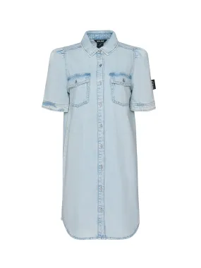 Fresh Denim Button Front Shift Dress