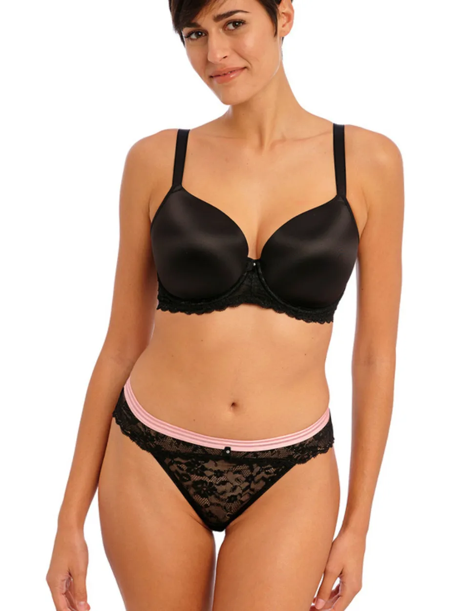 Freya Offbeat Molded Demi T-shirt Bra, Black | Black Molded Bra | Black Freya T-Shirt Bras
