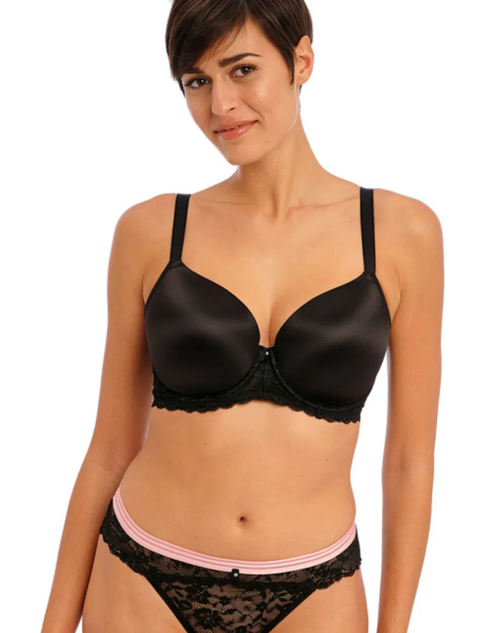 Freya Offbeat Molded Demi T-shirt Bra, Black | Black Molded Bra | Black Freya T-Shirt Bras
