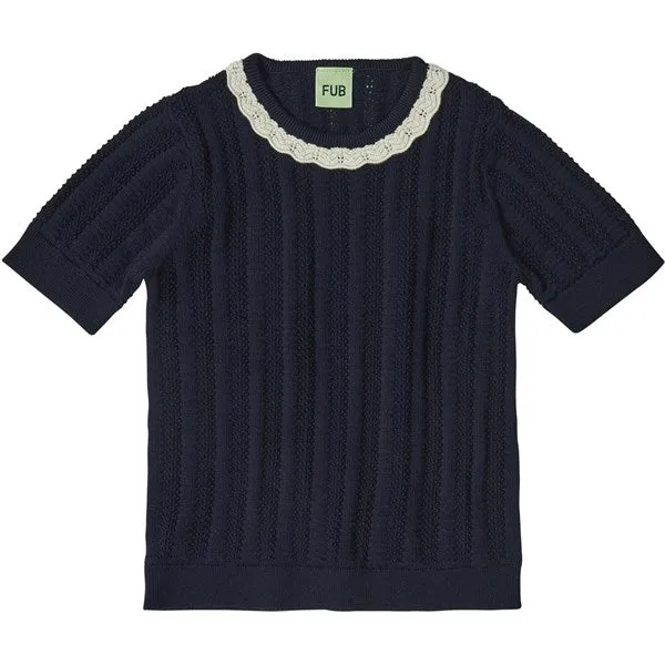 FUB Dark Navy Pointelle T-Shirt