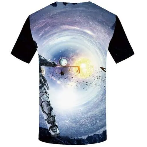 Galaxy Space T-shirt Men Astronaut Tshirt Anime Earth Tshirts Cool Nebula T-shirts 3d Abstract Shirt Print Short Sleeve