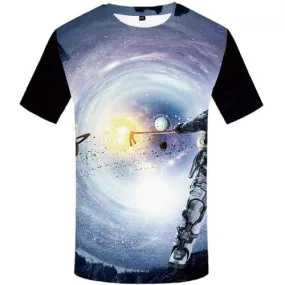 Galaxy Space T-shirt Men Astronaut Tshirt Anime Earth Tshirts Cool Nebula T-shirts 3d Abstract Shirt Print Short Sleeve