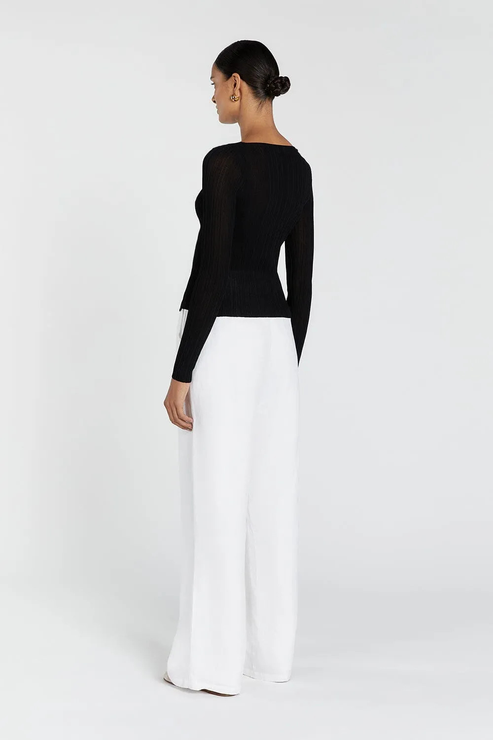 GEMMA BLACK LONG SLEEVE KNIT TOP