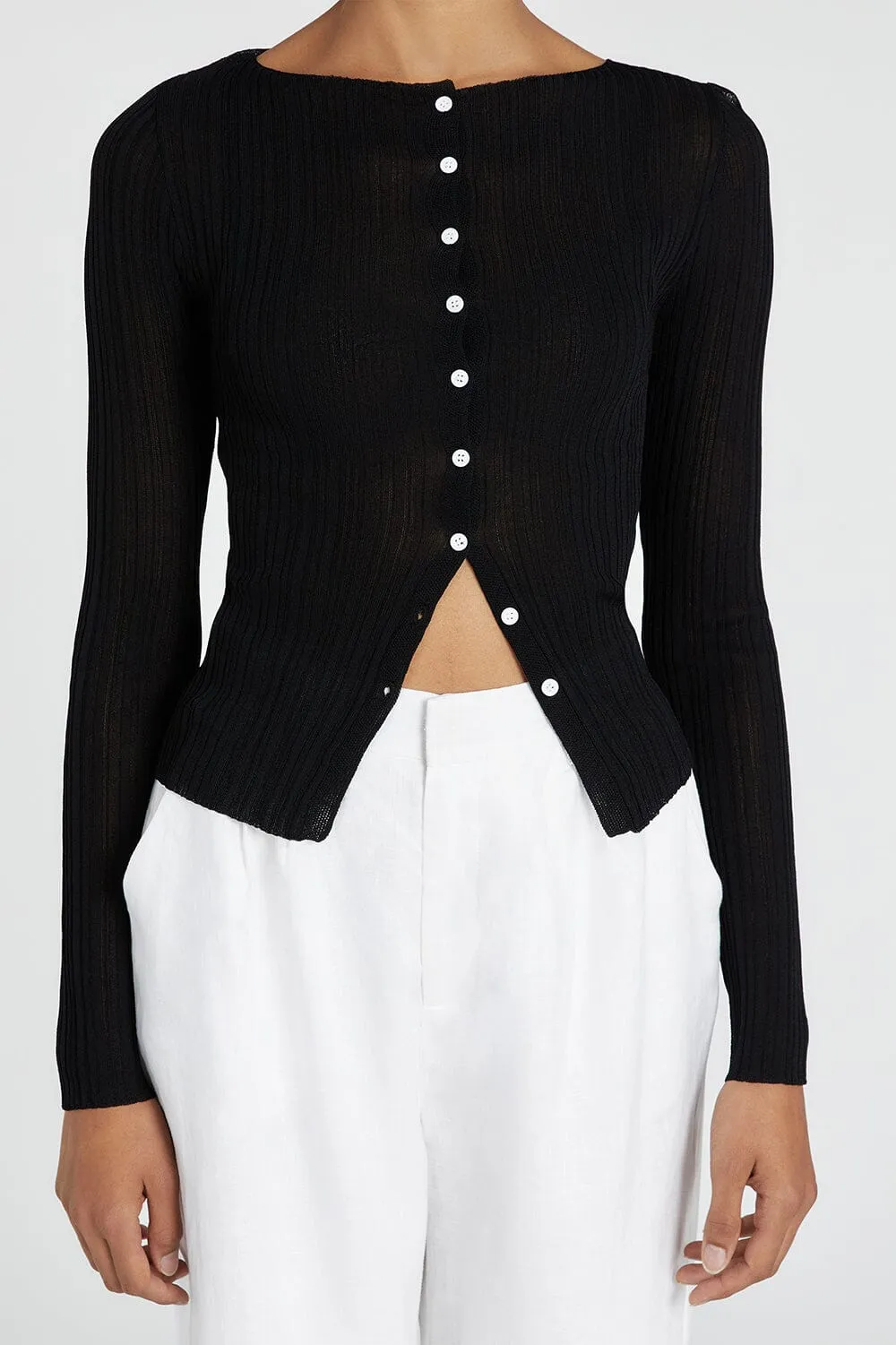 GEMMA BLACK LONG SLEEVE KNIT TOP