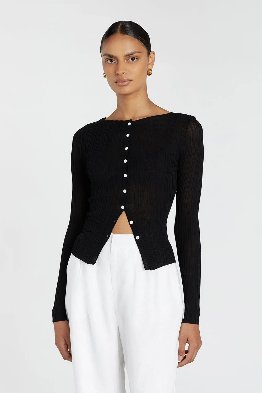 GEMMA BLACK LONG SLEEVE KNIT TOP
