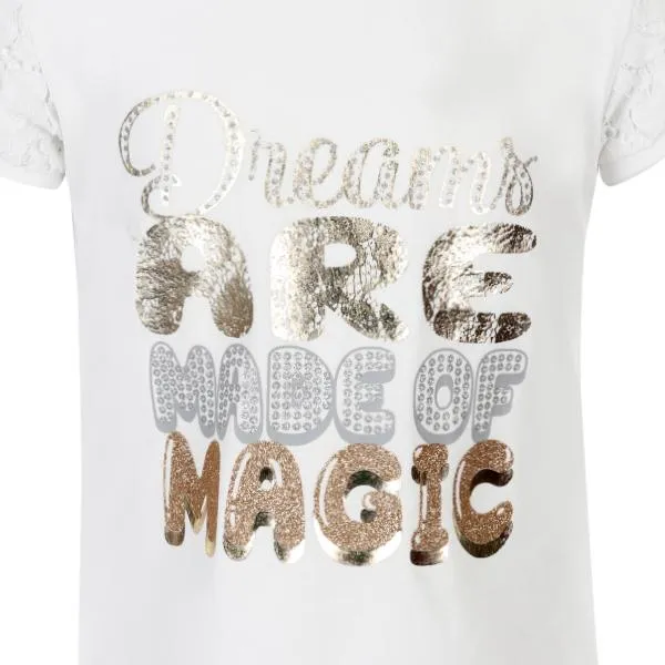 GIRLS T-SHIRT WITH LACE INSERT -  WHITE