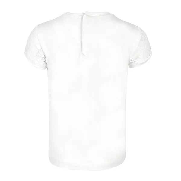 GIRLS T-SHIRT WITH LACE INSERT -  WHITE