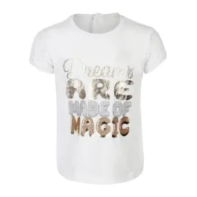 GIRLS T-SHIRT WITH LACE INSERT -  WHITE