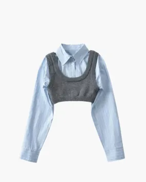 Giustina – Knitted vest – Cropped shirt & vest set