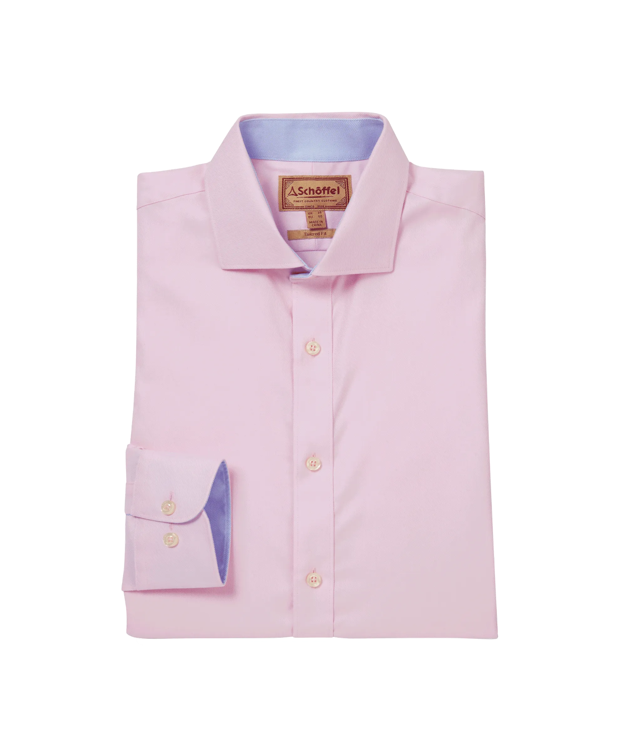 Greenwich Tailored Shirt - Pale Pink Diagonal