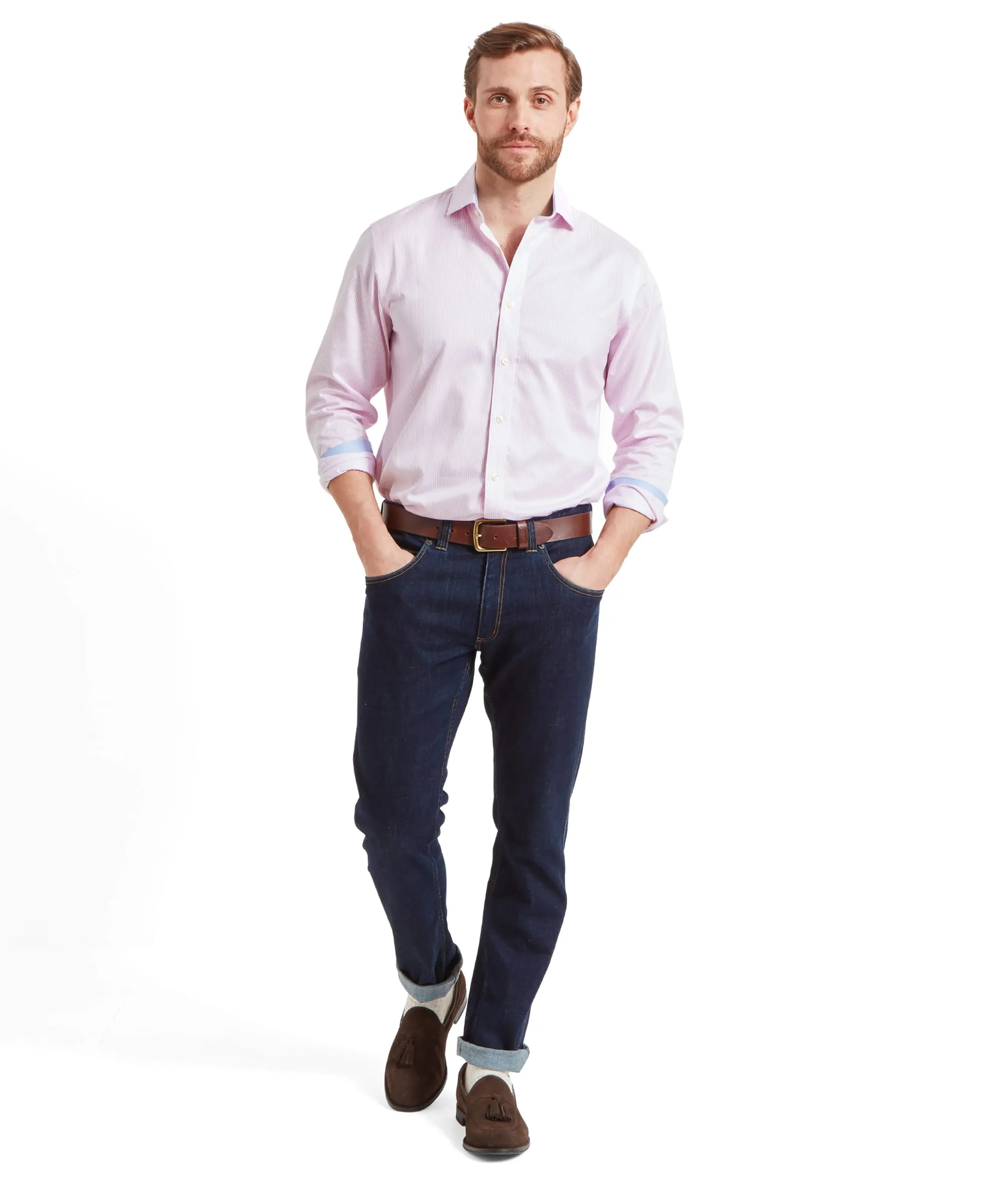 Greenwich Tailored Shirt - Pale Pink Stripe