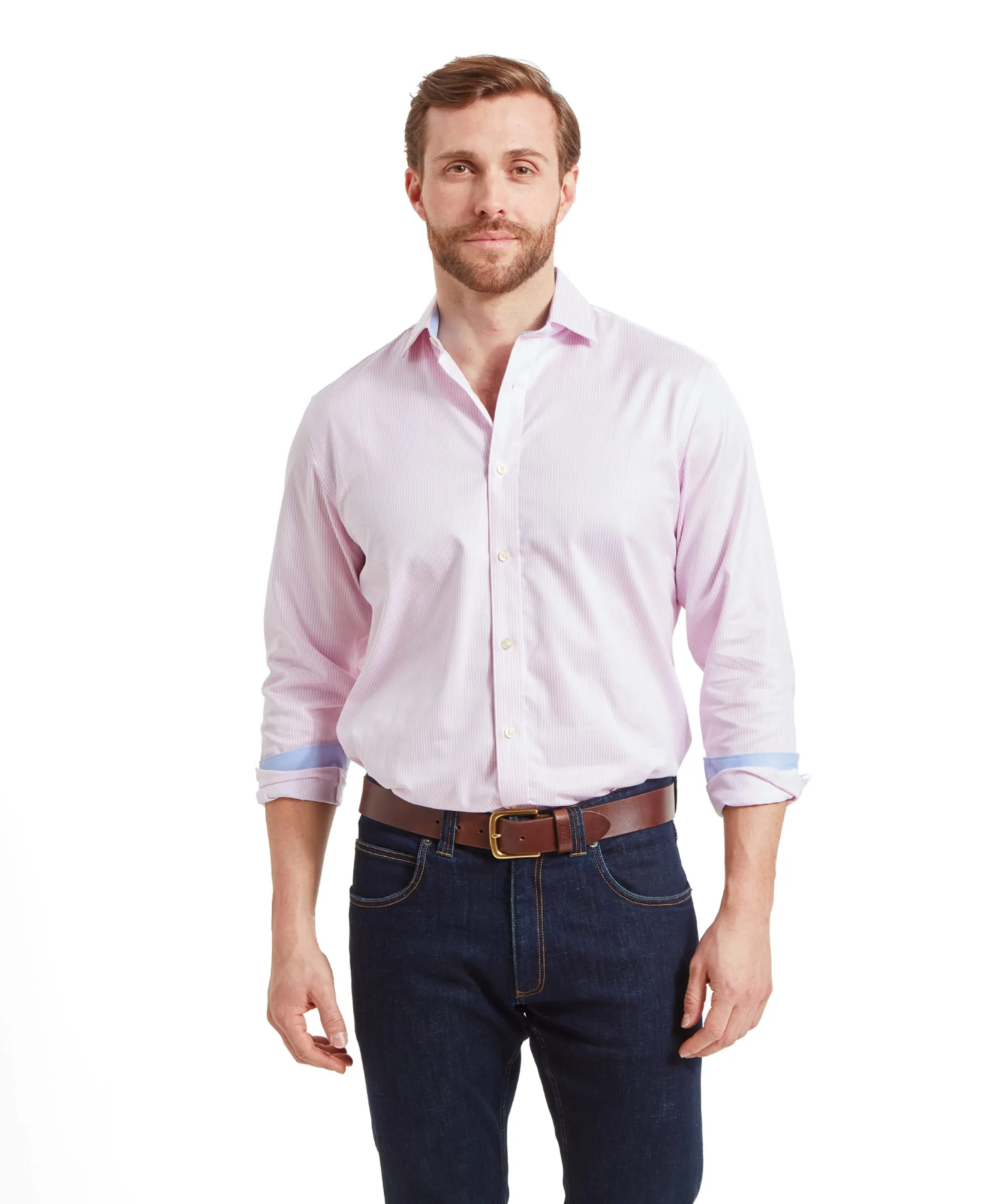 Greenwich Tailored Shirt - Pale Pink Stripe