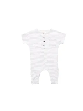 Greige O.G Bamboo Romper | Biscotti Stripe