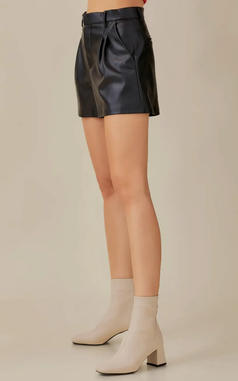 High Waist Leather Shorts