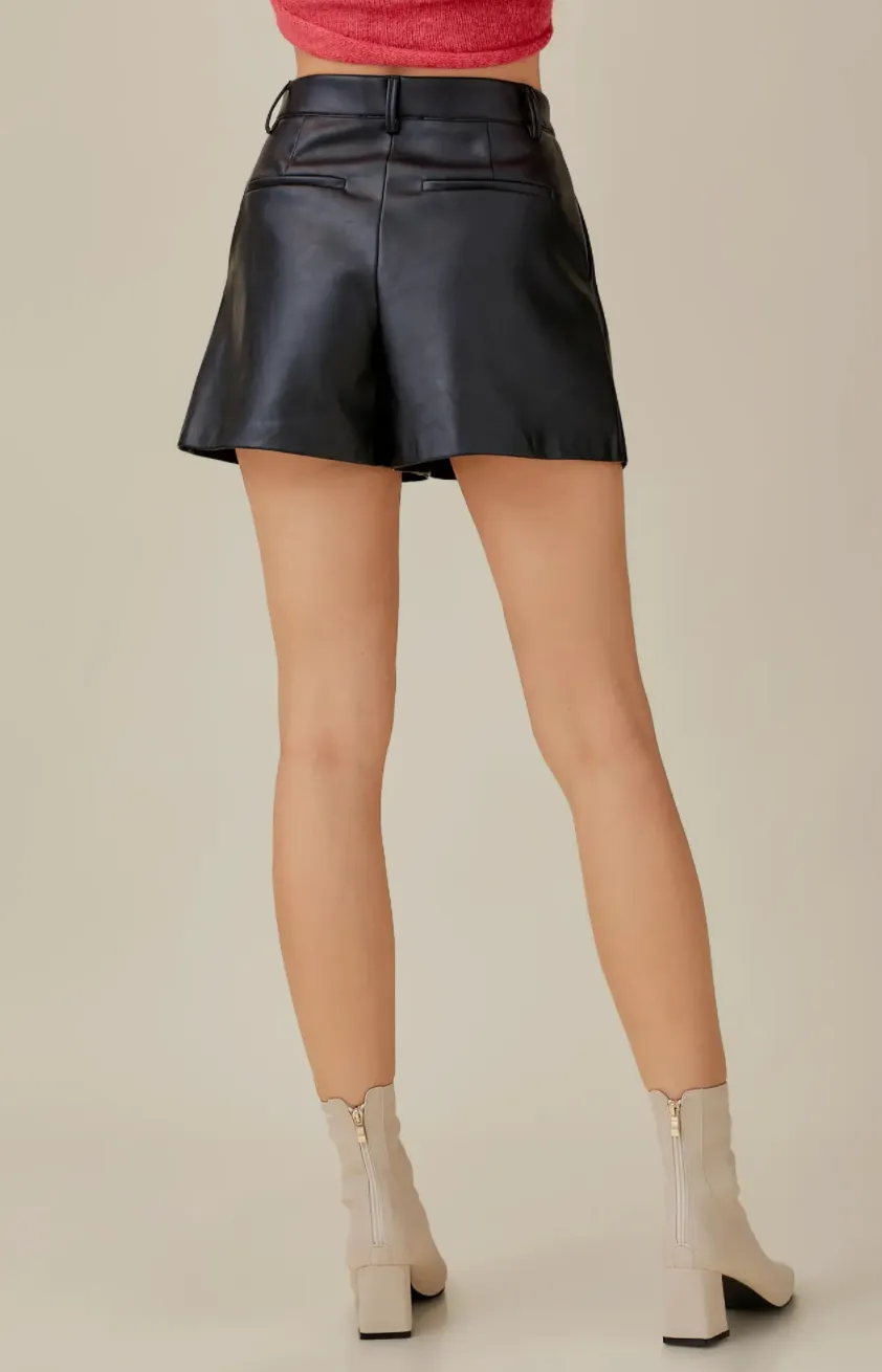 High Waist Leather Shorts