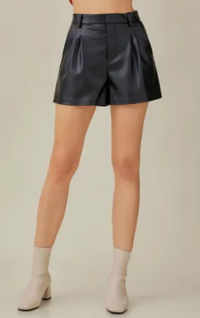 High Waist Leather Shorts