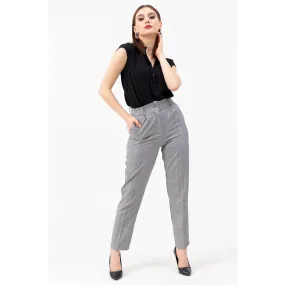 High Waist Plaid Mustard Trousers