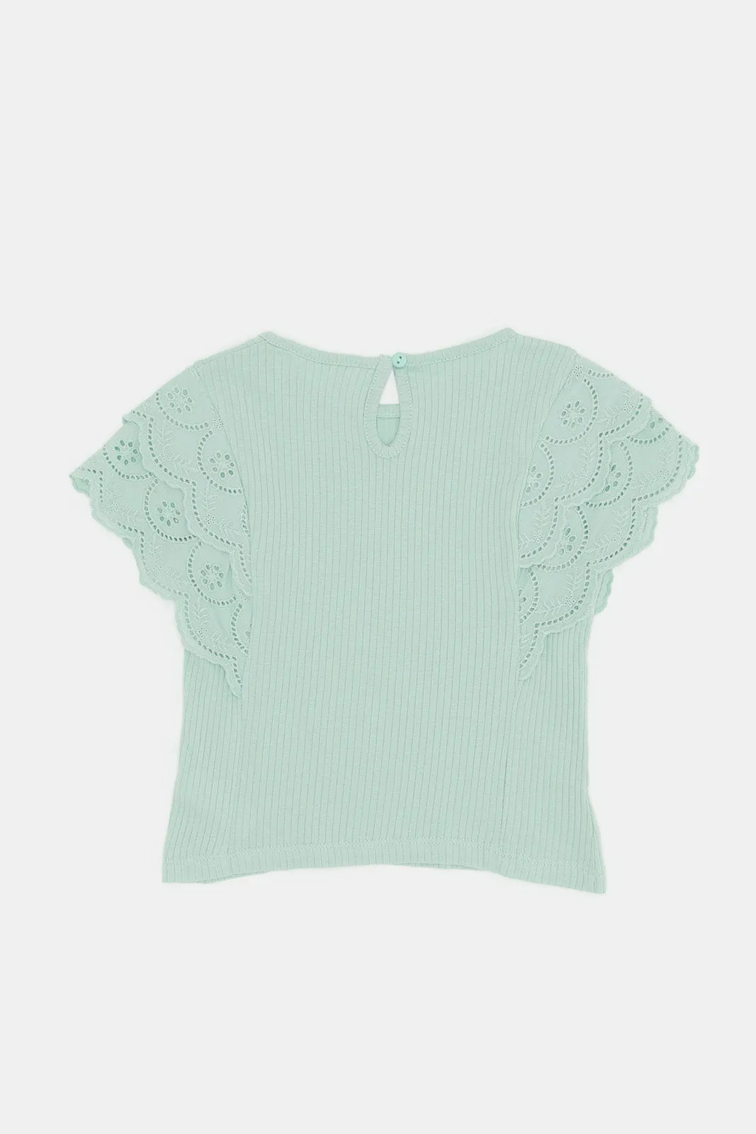 Infant Girls Mint Lace Sleeve T-Shirt