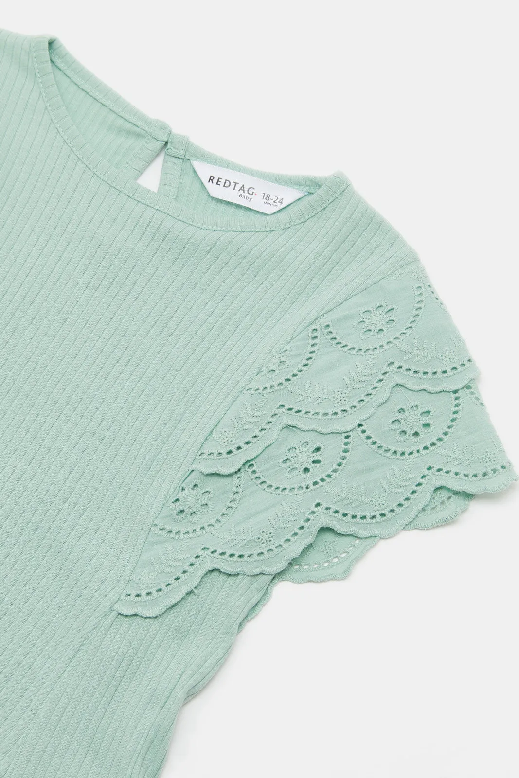 Infant Girls Mint Lace Sleeve T-Shirt