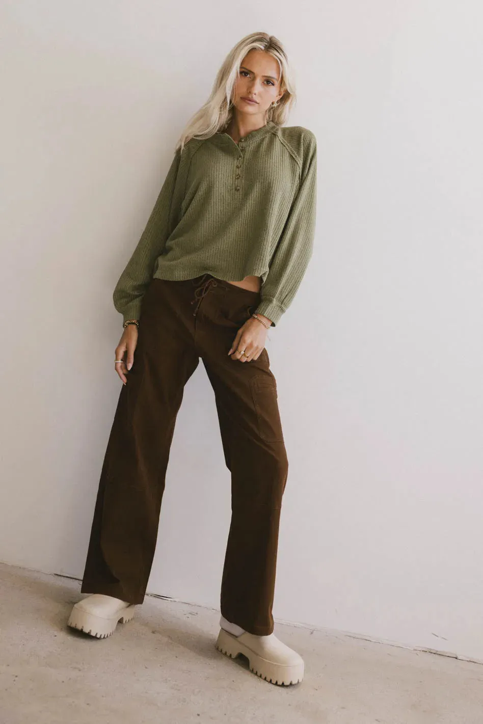 Kami Henley Top in Olive