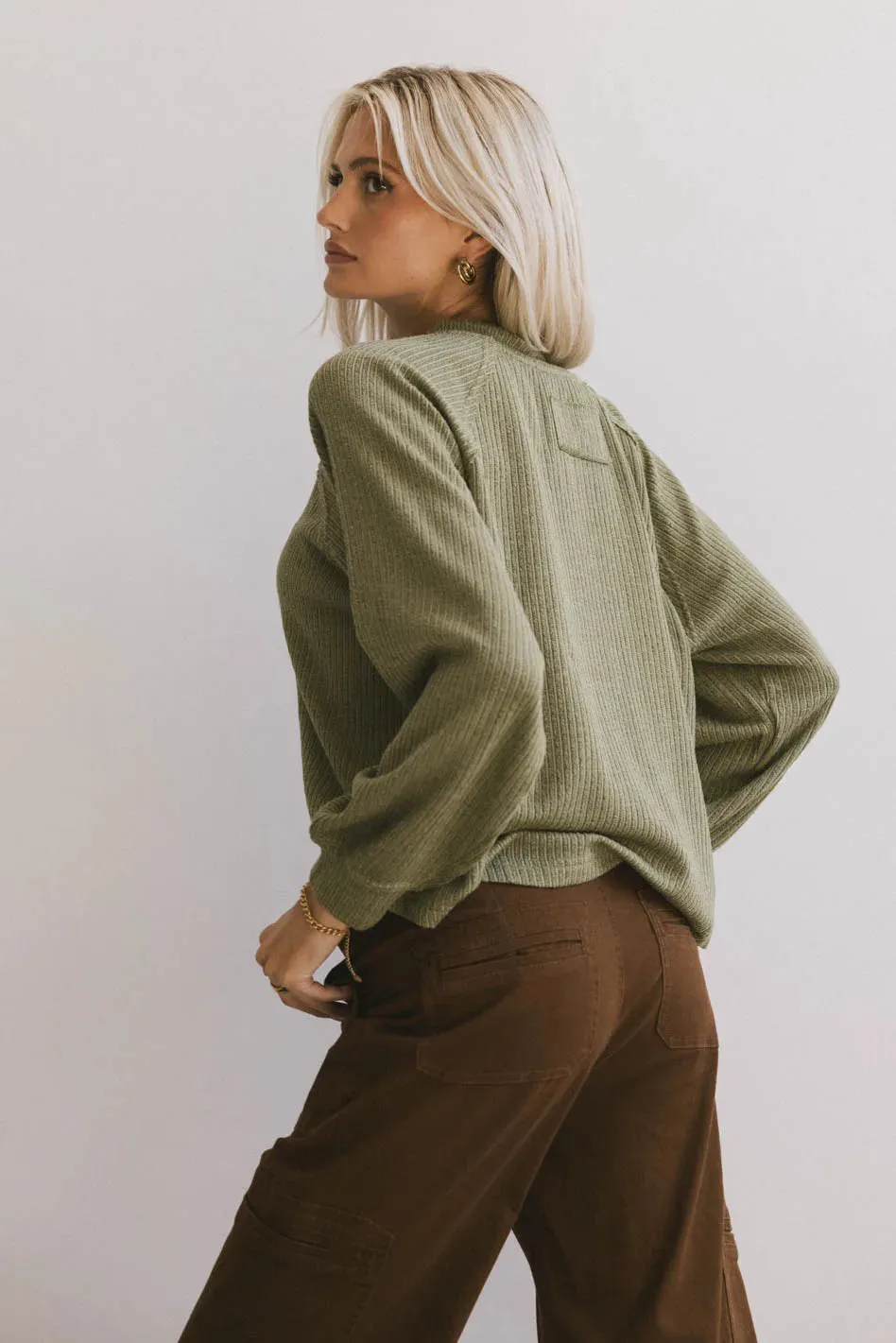 Kami Henley Top in Olive