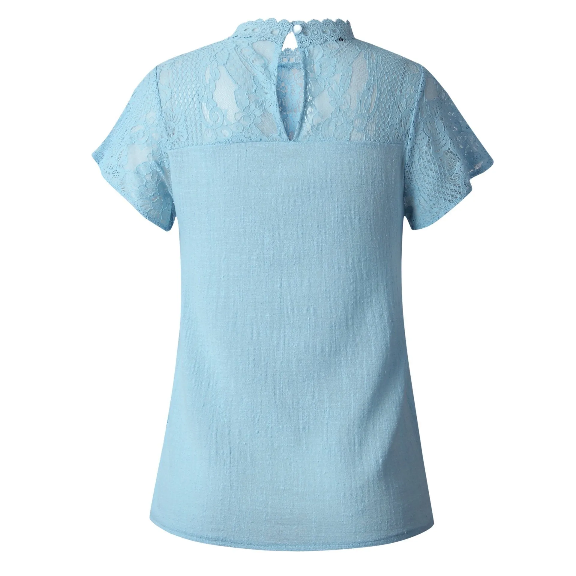 Lace Hollow Out Round Neck Tee