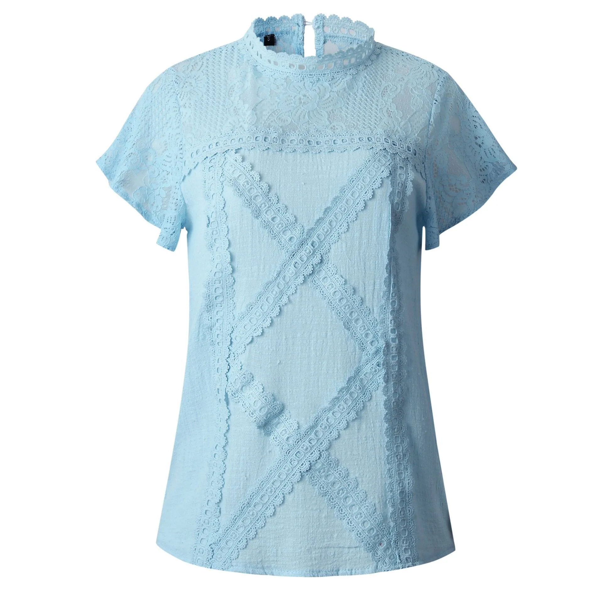 Lace Hollow Out Round Neck Tee