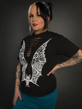 Lace Wings Vampire Bat Slashed Front UNISEX T-Shirt by Demi Loon