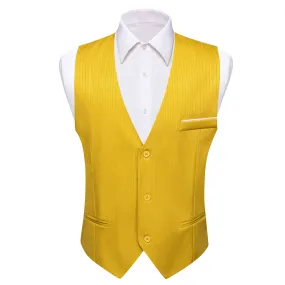 Lemon Yellow Solid Men's V-Neck Business Vest