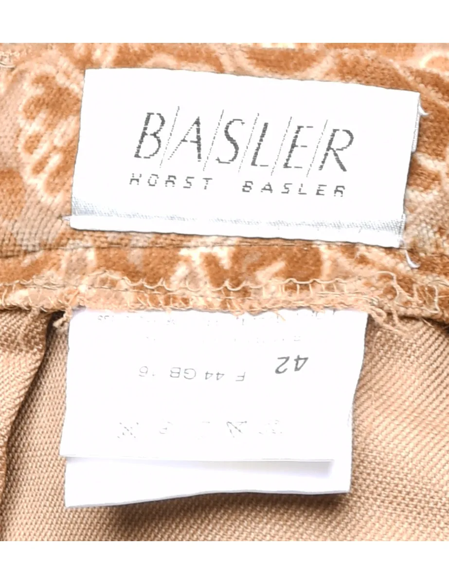Light Brown Floral Velvet Trousers - W34 L30