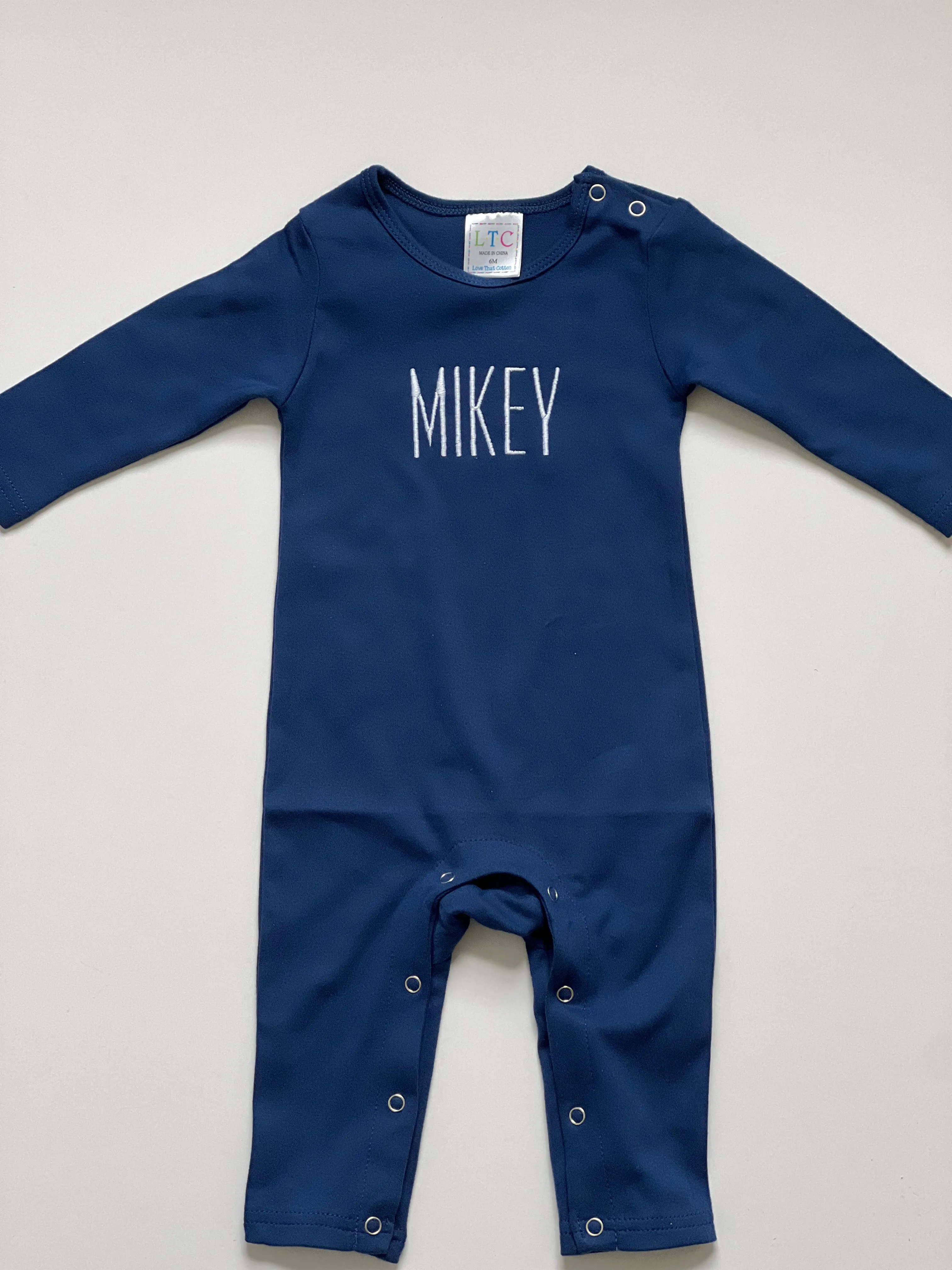 Long Sleeve Baby Romper- Navy