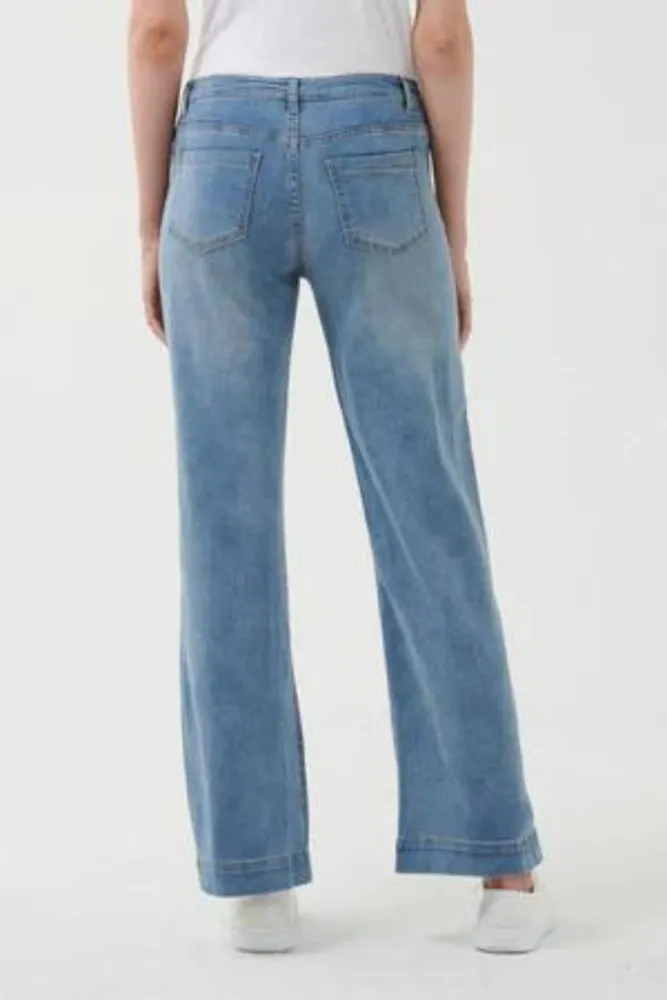 Macey Light Wash Denim Jeans By Italian Star