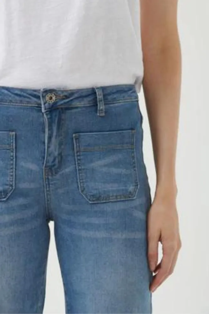 Macey Light Wash Denim Jeans By Italian Star