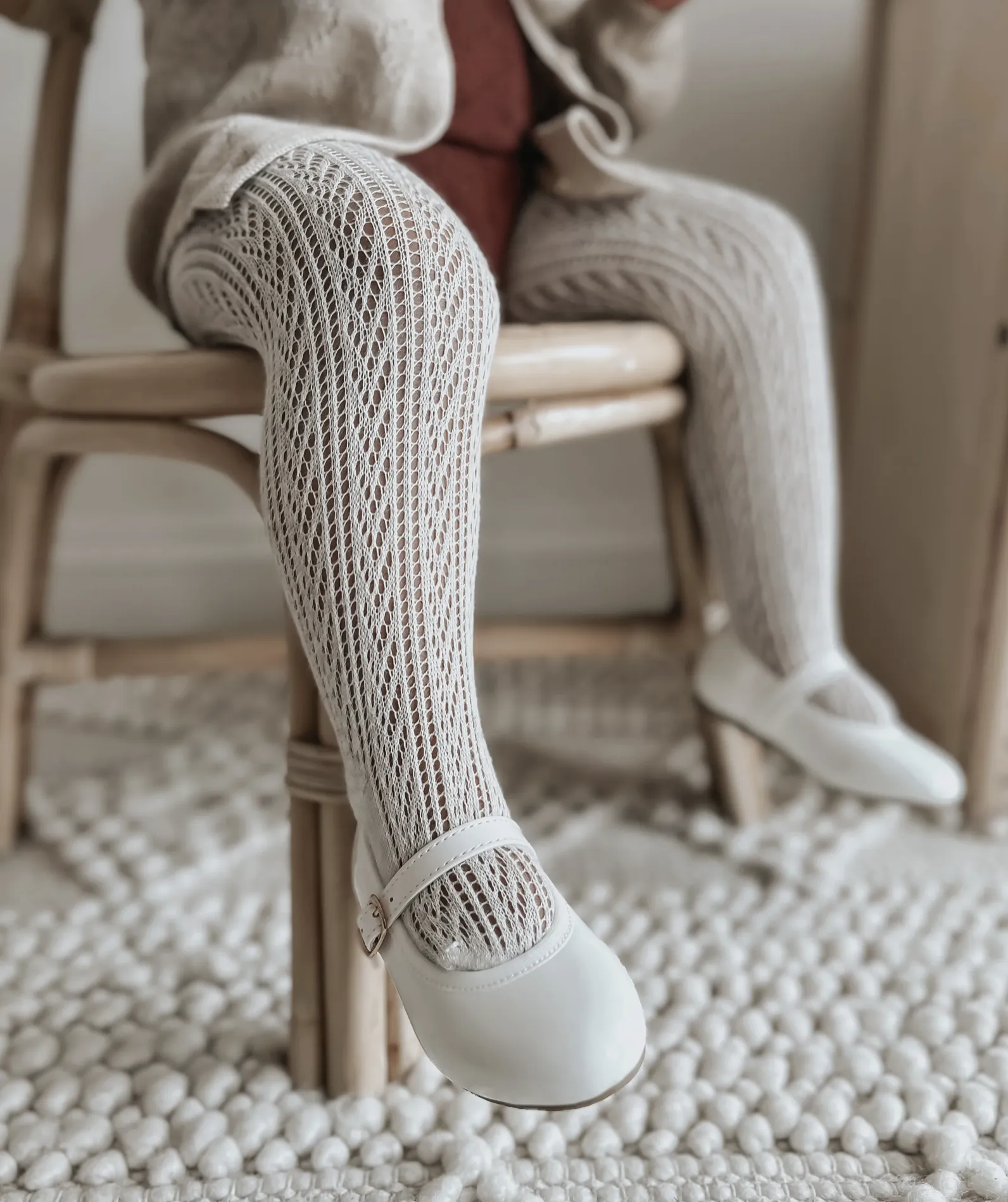 Maeve Weave Tights - Oatmeal Marle