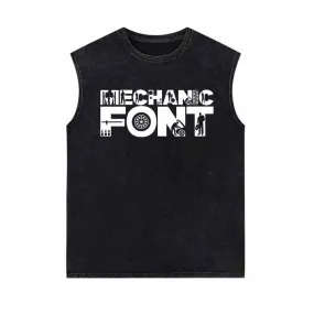 Mechanic Font Wrench Vintage Washed Vest Top