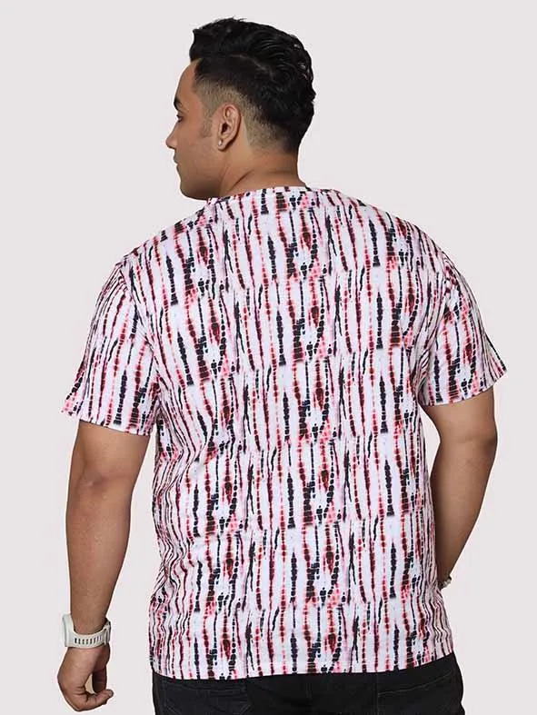 Men Plus Size Black & Red Spectrum Digital Printed Round Neck T-shirt