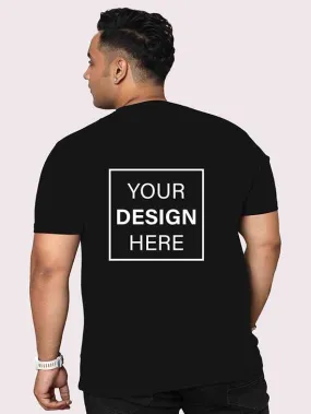 Men Plus Size Black Back Customised Printed Round Neck T-Shirt