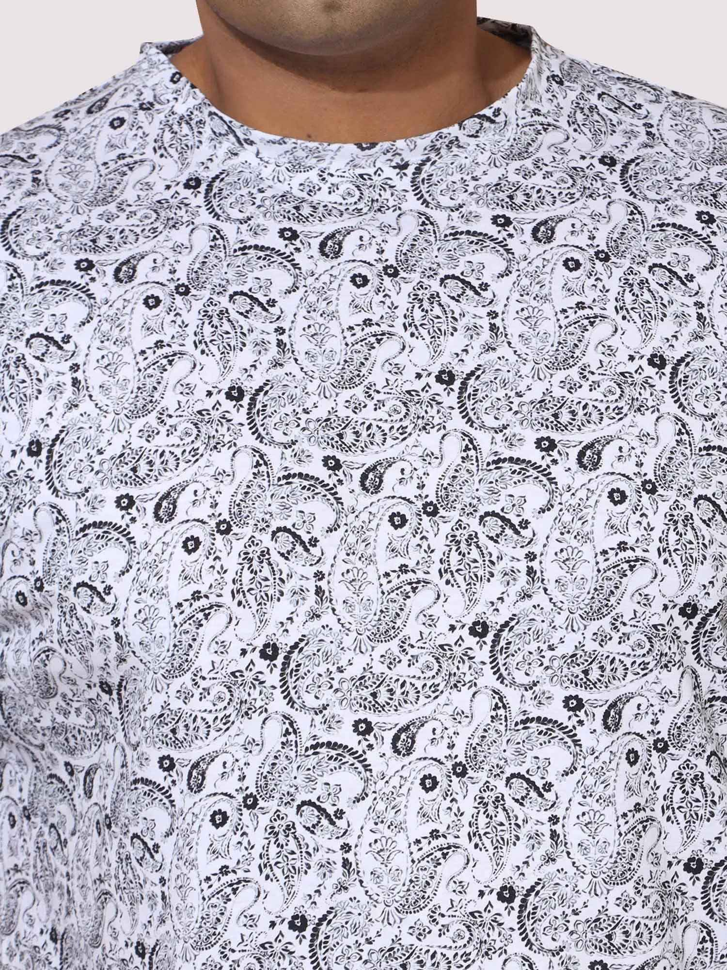 Men Plus Size Black Paisley Digital Printed POLO COLOUR T-Shirt