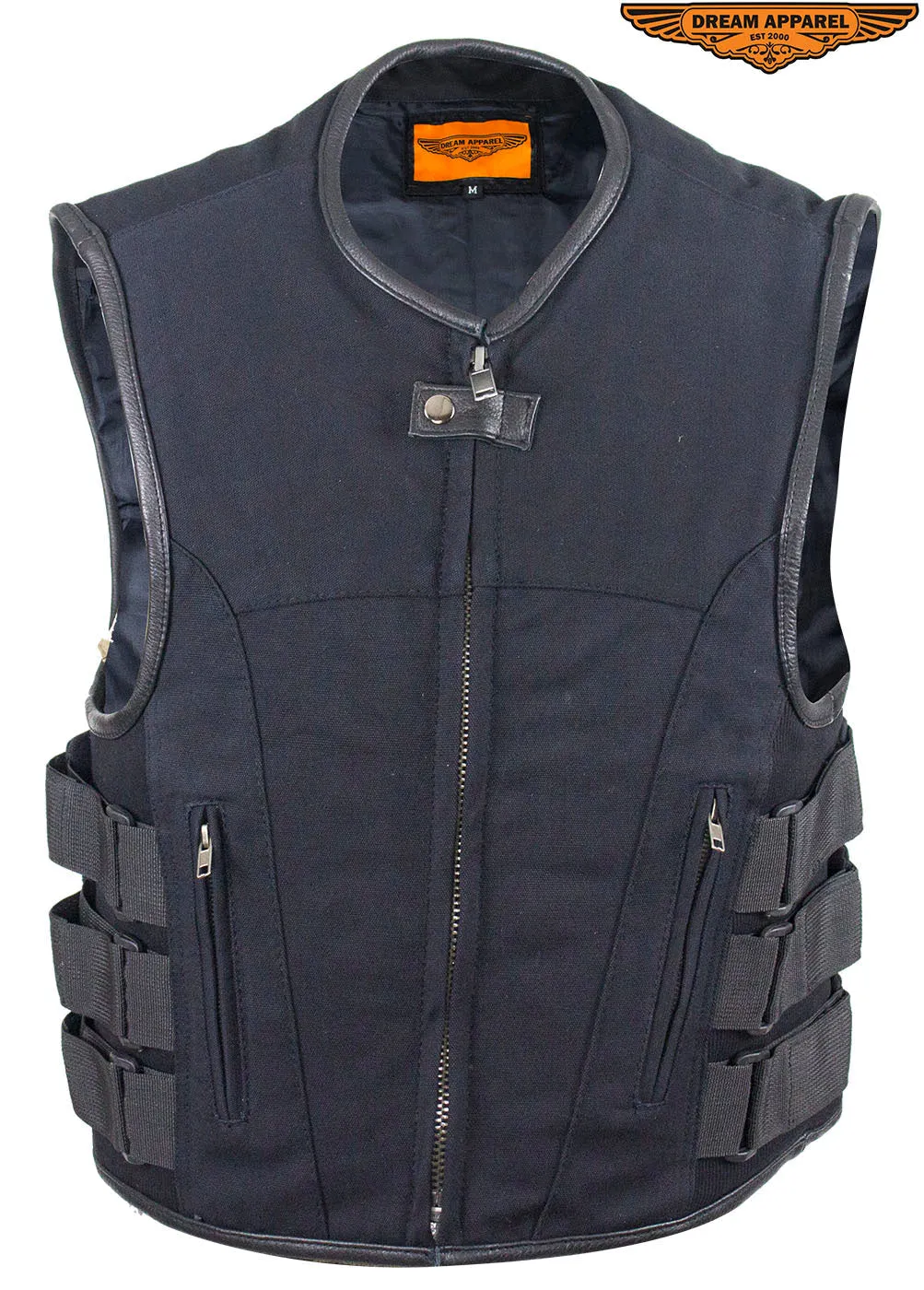 Mens Canvas Motorcycle Vest With Two Gun Pockets
