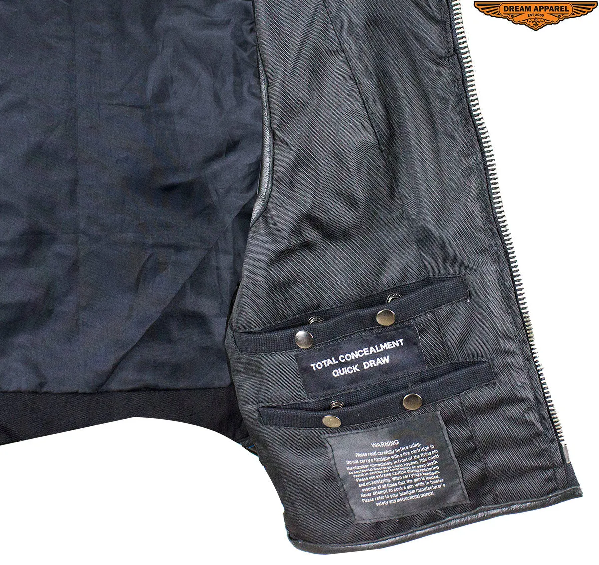Mens Canvas Motorcycle Vest With Two Gun Pockets