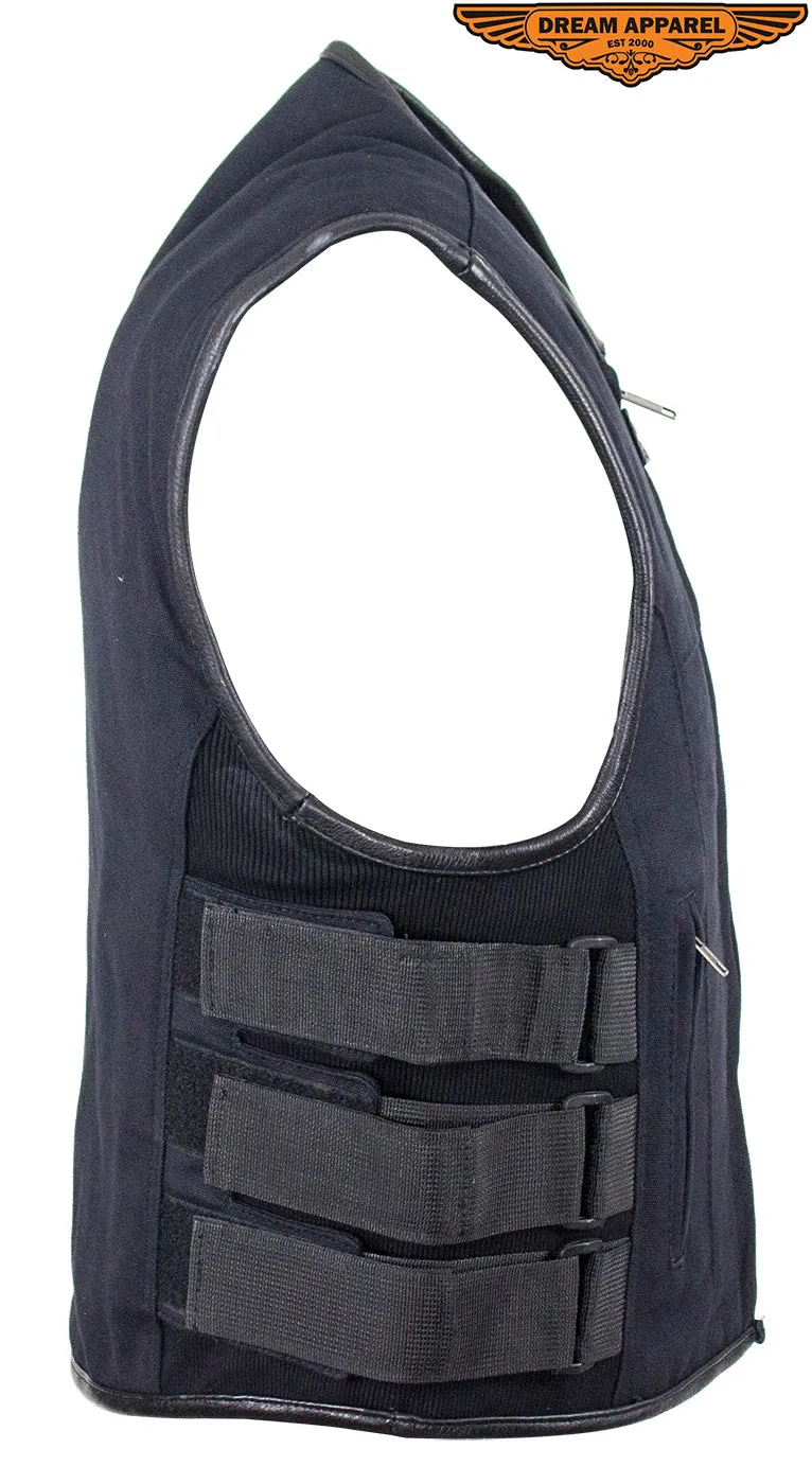 Mens Canvas Motorcycle Vest With Two Gun Pockets