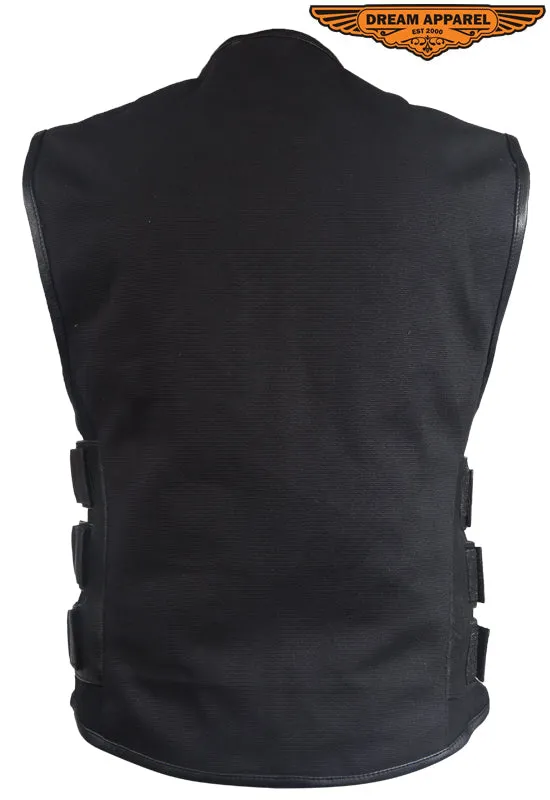 Mens Canvas Motorcycle Vest With Two Gun Pockets