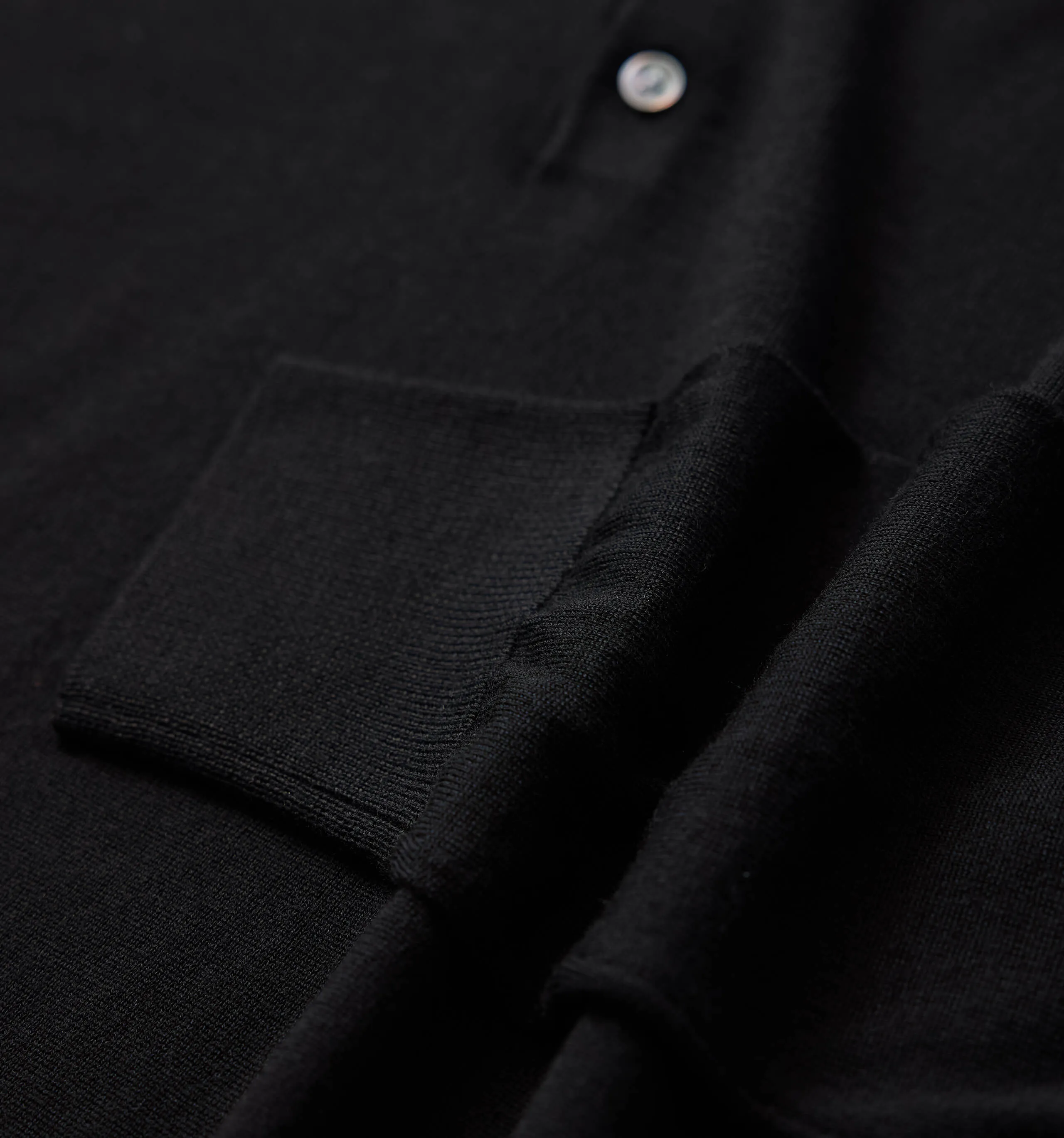 Merino Wool Polo Black