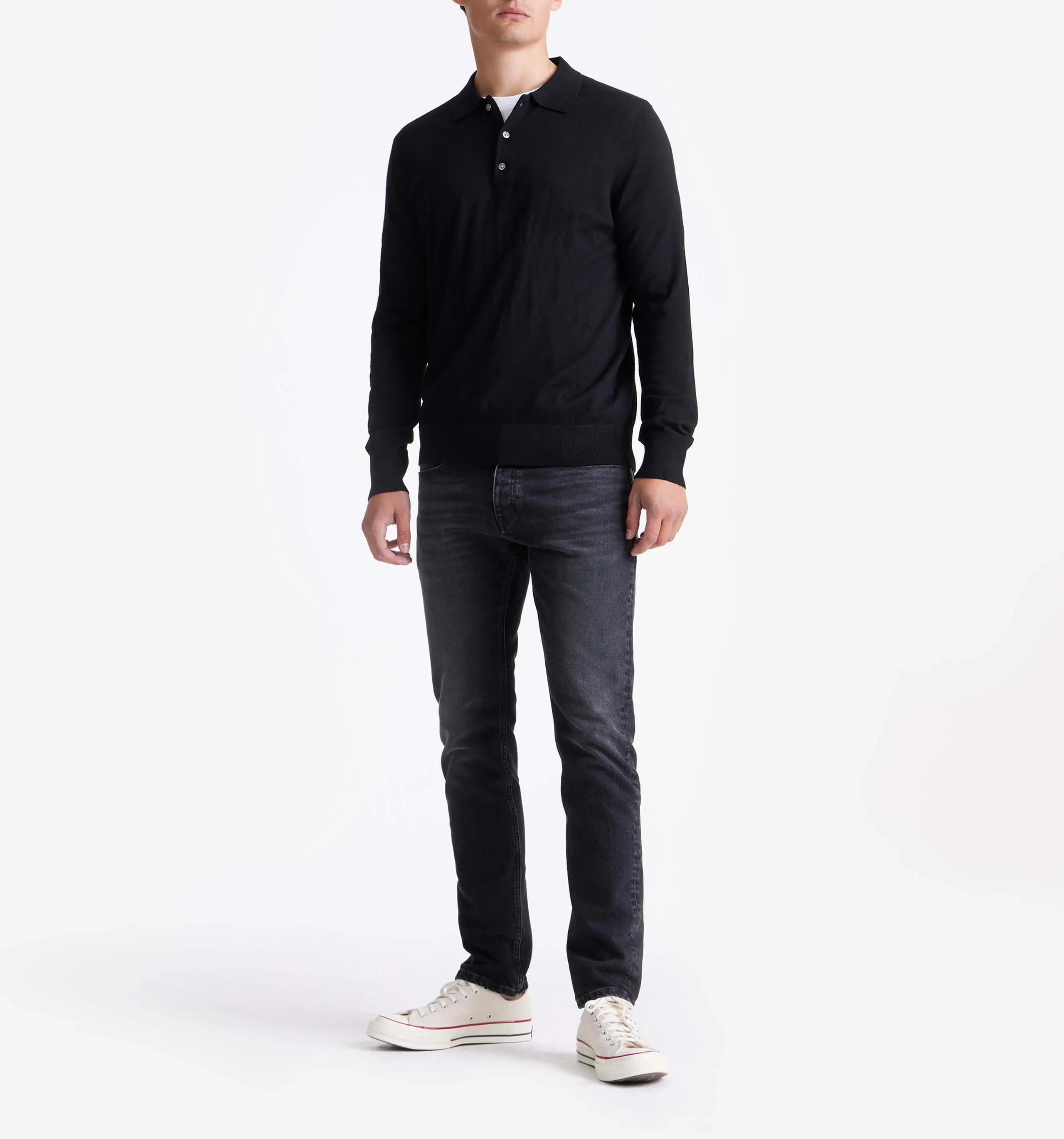 Merino Wool Polo Black