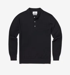 Merino Wool Polo Black