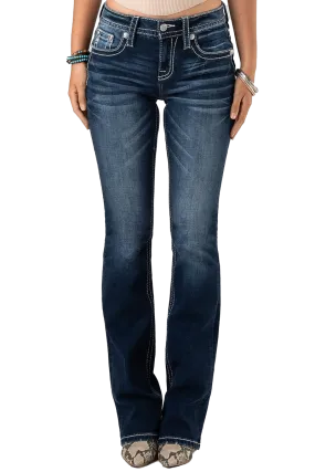 Miss Me Women's Crystal Chain Bootcut Jeans