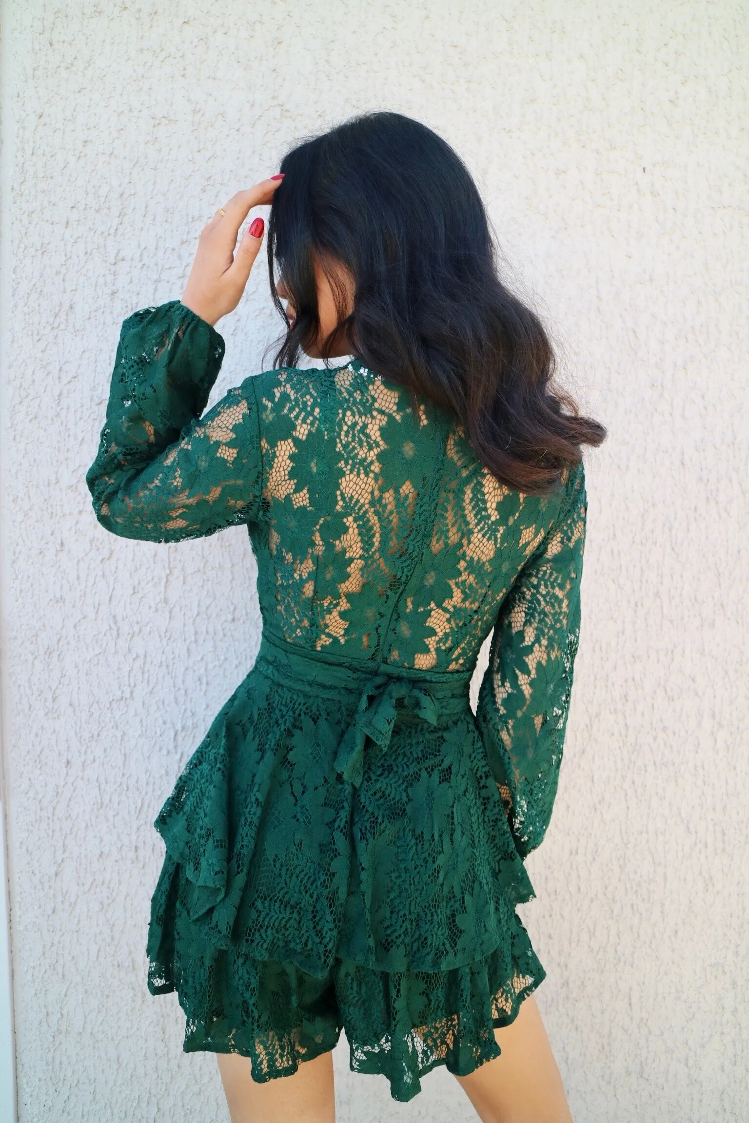 Monaco Lace Playsuit - Green