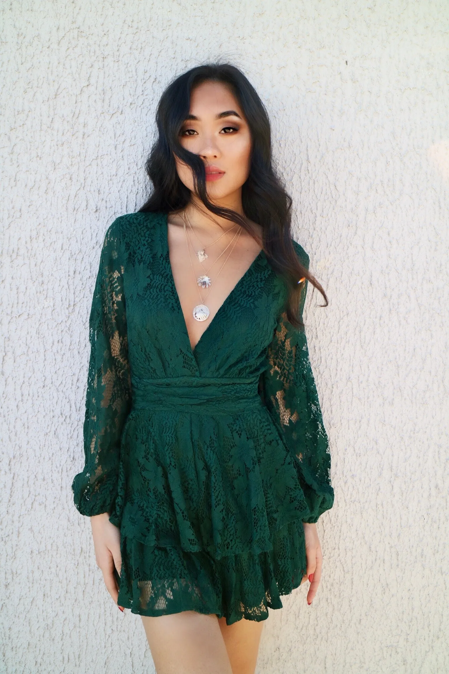 Monaco Lace Playsuit - Green