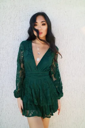 Monaco Lace Playsuit - Green